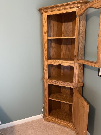 Amish oak corner cabinet