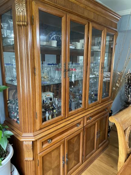 Wooden Dining Set with China Cabinet