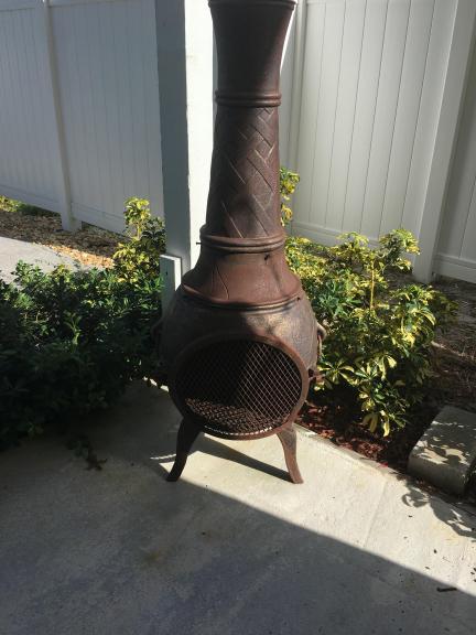 Cast Iron Ouutdoor Firebox with Tall  chimney for sale in Jensen Beach FL