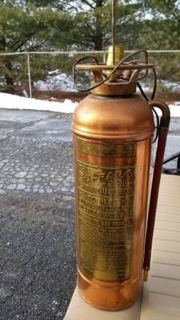 Antique Brass/Cooper Fire Extinguisher Matching Lamps