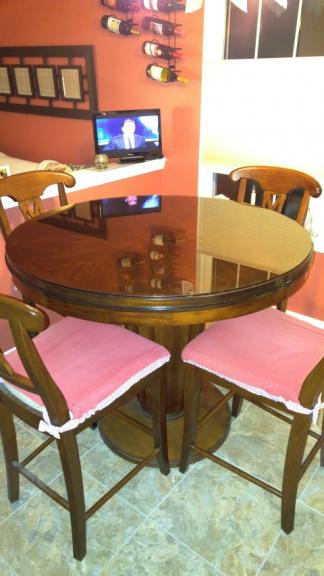 counter height table set w glass top