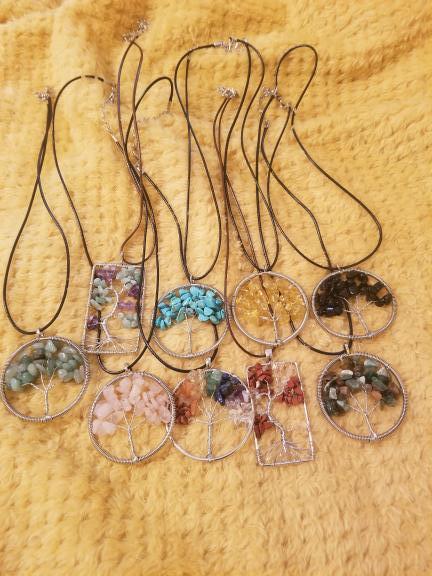 Tree of Life Necklaces made with Chakra Gemstones for sale in Pinebluff, N.c. NC