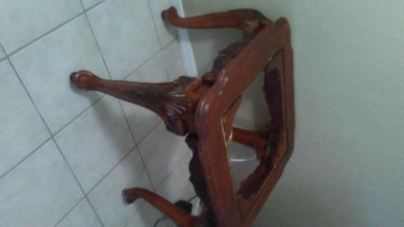 Glass top end tables 2 cherry wood for sale in Victoria TX