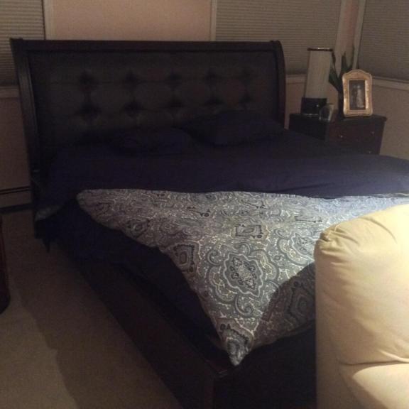 King size bed frame with mattress foundations,dresser, night stand, & bedroom night lamp for sale in Big Rapids MI