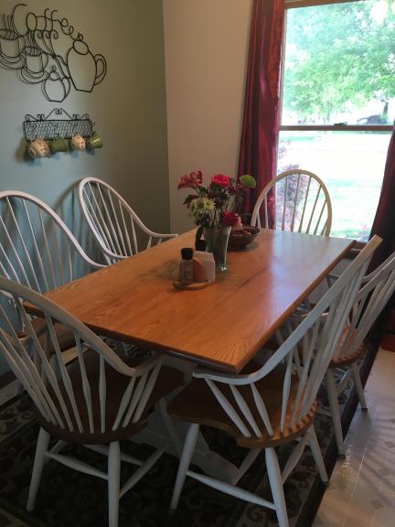 Wood table with 6 chairs for sale in Breese IL