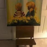 Antique Columbia School Desk with Vintage Painting for sale in Columbia MD by Garage Sale Showcase member nasvfs, posted 08/19/2019