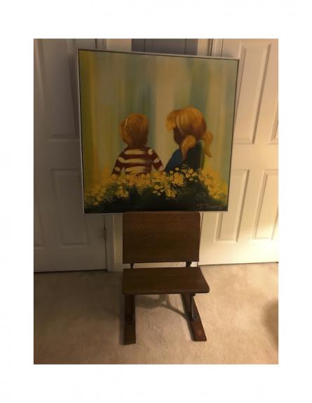 Antique Columbia School Desk with Vintage Painting for sale in Columbia MD