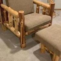 Log Chair and Ottoman for sale in Rice Lake WI by Garage Sale Showcase member GreatStuff, posted 07/22/2019