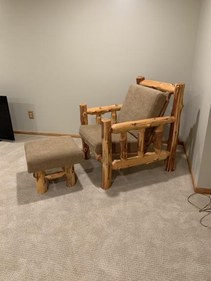 Log Chair and Ottoman