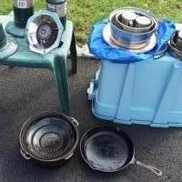 Camping Cooking Gear Stainless Coleman CastIron Too for sale in Somerset NJ by Garage Sale Showcase member Vandy7, posted 04/18/2019