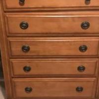 Full size bed frame, matching dresser and boxspring for sale in Huntley IL by Garage Sale Showcase member Unagaughan, posted 07/04/2019