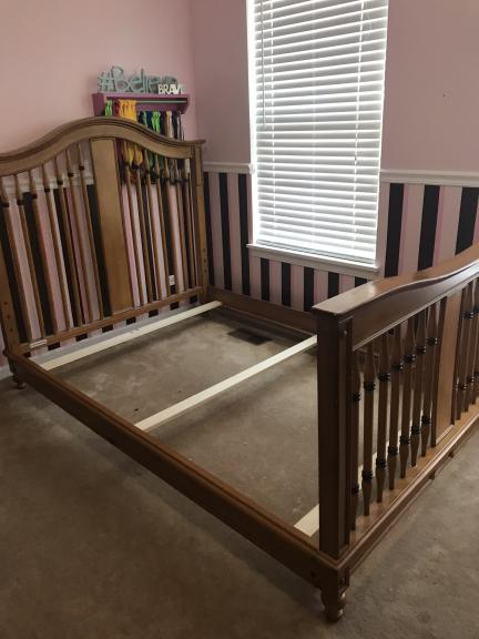 Full size bed frame, dresser and boxspring for sale in Huntley IL