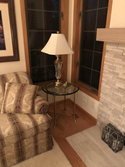 Glass and Brass End Table and Coffee Table