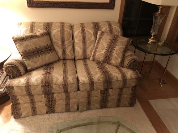 Two Traditional Flexsteel Loveseats with matching fabric for sale in Eagan MN