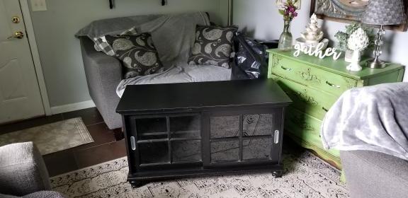 Sliding glass door black cabinet for sale in Greenfield IN
