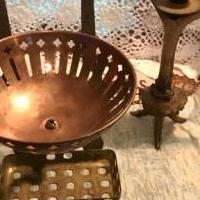 Victorian brass and copper wall mount soap and sponge holder for sale in Madisonville TN by Garage Sale Showcase member Tammi, posted 12/14/2019
