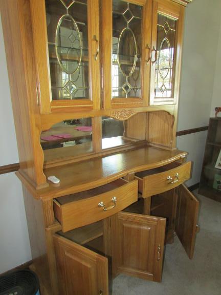 Oak China Hutch with light