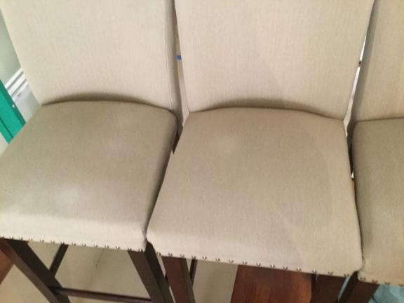 Bar stools, 30” tan fabric, dark wood legs for sale in Jupiter FL