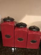 Pier Imports Red 3 Piece Ceramic Canisters for sale in Hillsborough NJ