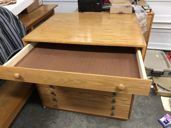 Oak Artist or plan drawers