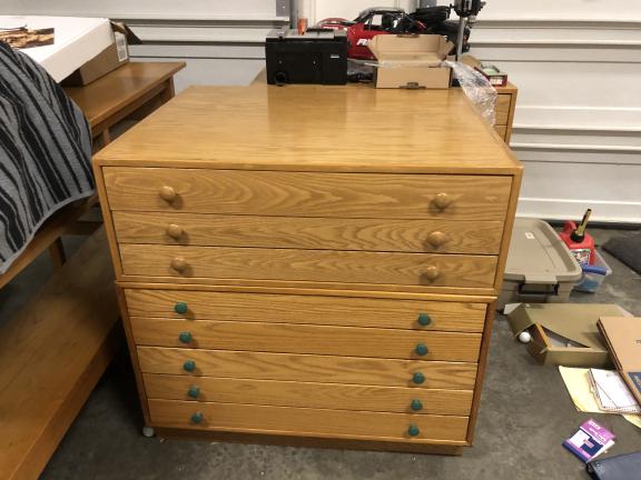 Oak Artist or plan drawers for sale in Pinehurst NC