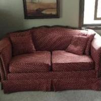 2 Cushion Oak Trimmed Couch for sale in Iowa City IA by Garage Sale Showcase member TomTom, posted 11/08/2019
