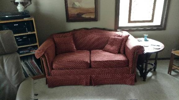 2 Cushion Oak Trimmed Couch for sale in Iowa City IA