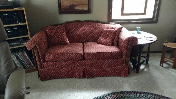 2 Cushion Oak Trimmed Couch