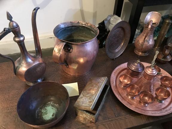 Antique Copper assortments Coffee, wine, water sets for sale in Paramus NJ