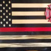 Firefighters wood flag for sale in Lubbock TX by Garage Sale Showcase member Army1967, posted 03/14/2020