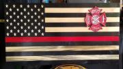 Firefighters wood flag for sale in Lubbock TX