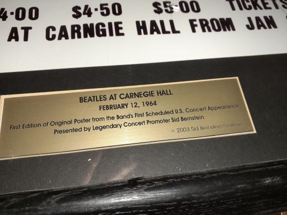 Beatles Carnegie Hall 1964 framed poster