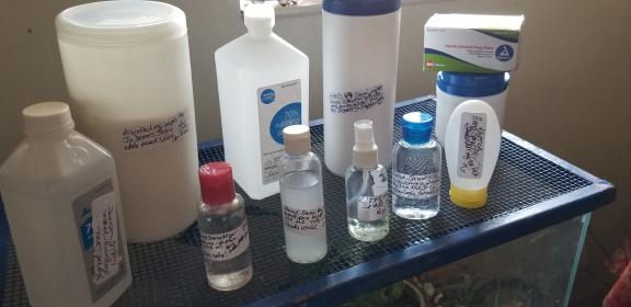 Disinfecting wipes, hand sanitizers, face masks