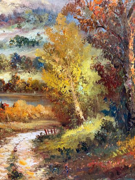 Large Framed Mountain Oil Painting