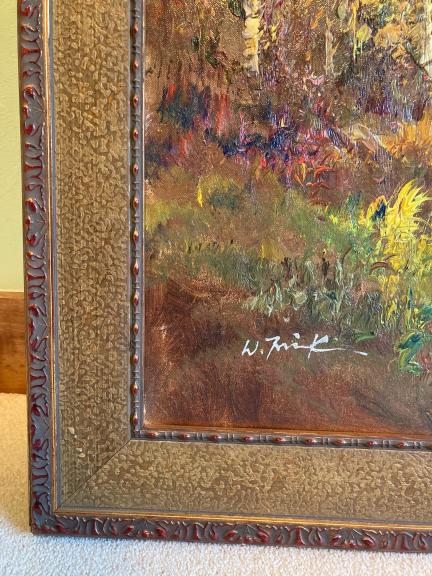 Large Framed Mountain Oil Painting