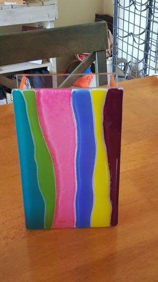 Glass Vase, Multi-Colored for sale in Sterling Heights MI