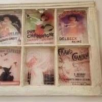 Screen Printed Window Pane. Retro Champagne Ads for sale in Sterling Heights MI by Garage Sale Showcase member BandTstuff, posted 02/24/2020