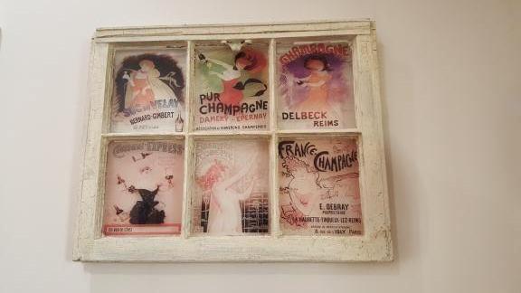 Screen Printed Window Pane. Retro Champagne Ads for sale in Sterling Heights MI