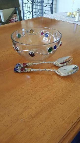 Decorative Salad Bowl and Utensils for sale in Sterling Heights MI