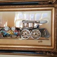 3-D, Train Engine "sculpture". Framed. for sale in Sterling Heights MI by Garage Sale Showcase member BandTstuff, posted 02/23/2020