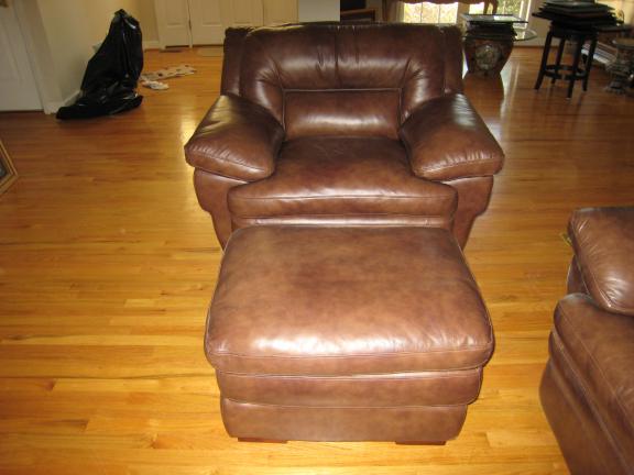 Leather Sofa with Sofa Chair & Ottoman