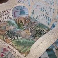 Vintage White Wicker Chair for sale in Saint Petersburg FL by Garage Sale Showcase member Frangipani, posted 01/24/2022