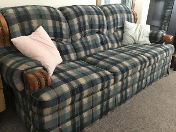 Sofa green & tan for sale in Rutland VT