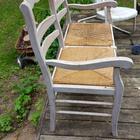 Antique Wood Bench Seat Rattan Seats