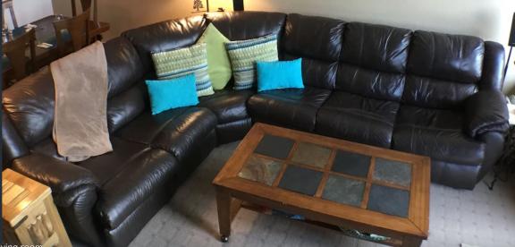 Brown Leather Sectional Couch for sale in Fraser CO