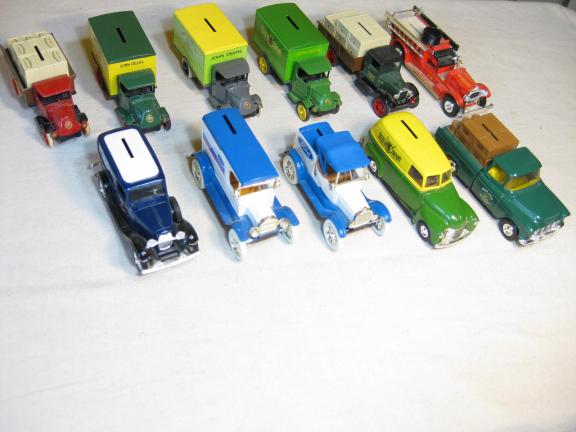 MACK CHEVY AND FORD JOHN DEERE ERTL COIN BANK TRUCKS