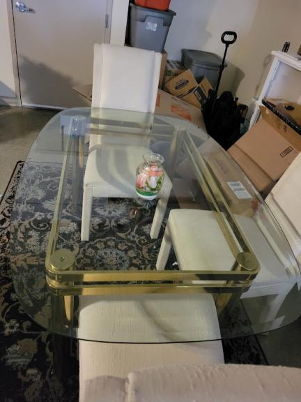 Glass dining room table and chairs