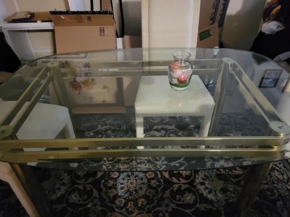 Glass dining room table and chairs