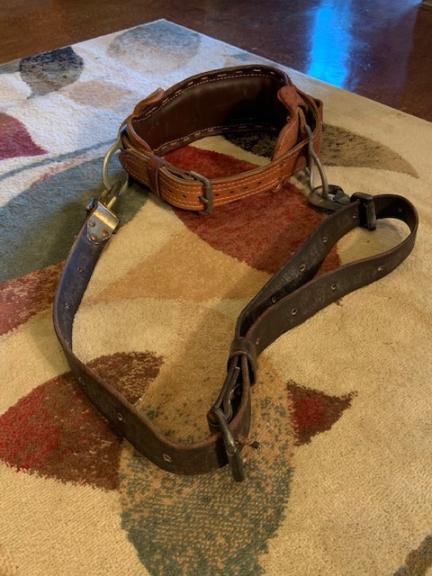 Lineman pole climbing belt w/ safety strap for sale in Tyler TX