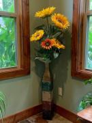 Metal "vase" w/ sunflowers-large for sale in Tyler TX